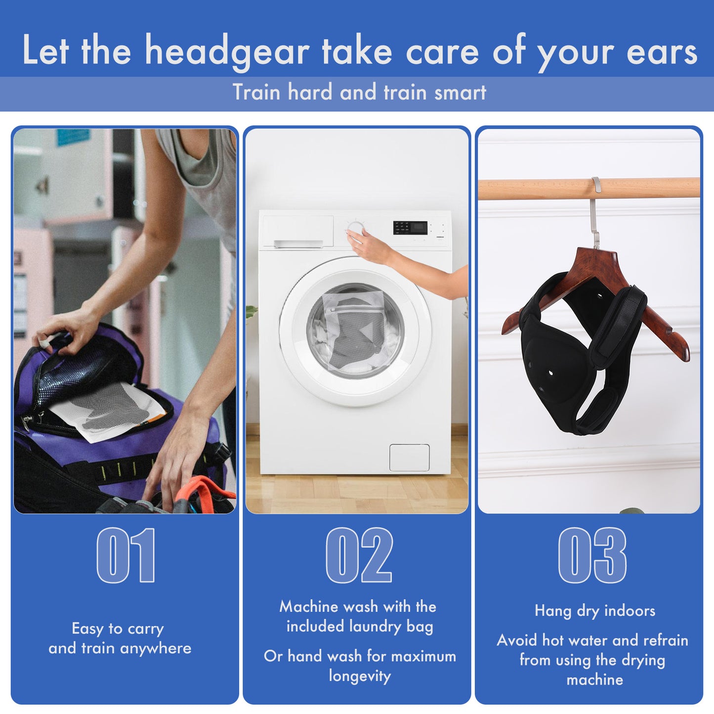 BLISSTAO Ear Guard / Headgear for BJJ, Wrestling, MMA , Non-Scratching and Length-Adjustable Chin Strap with Soft Padding, Perfect Protection from Cauliflower Ears.