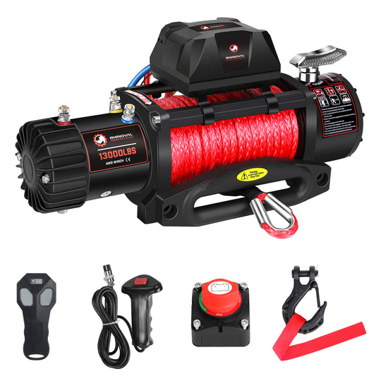 RHINOVAL Electric Winch,12000LBS Load Capacity, Synthetic Rope