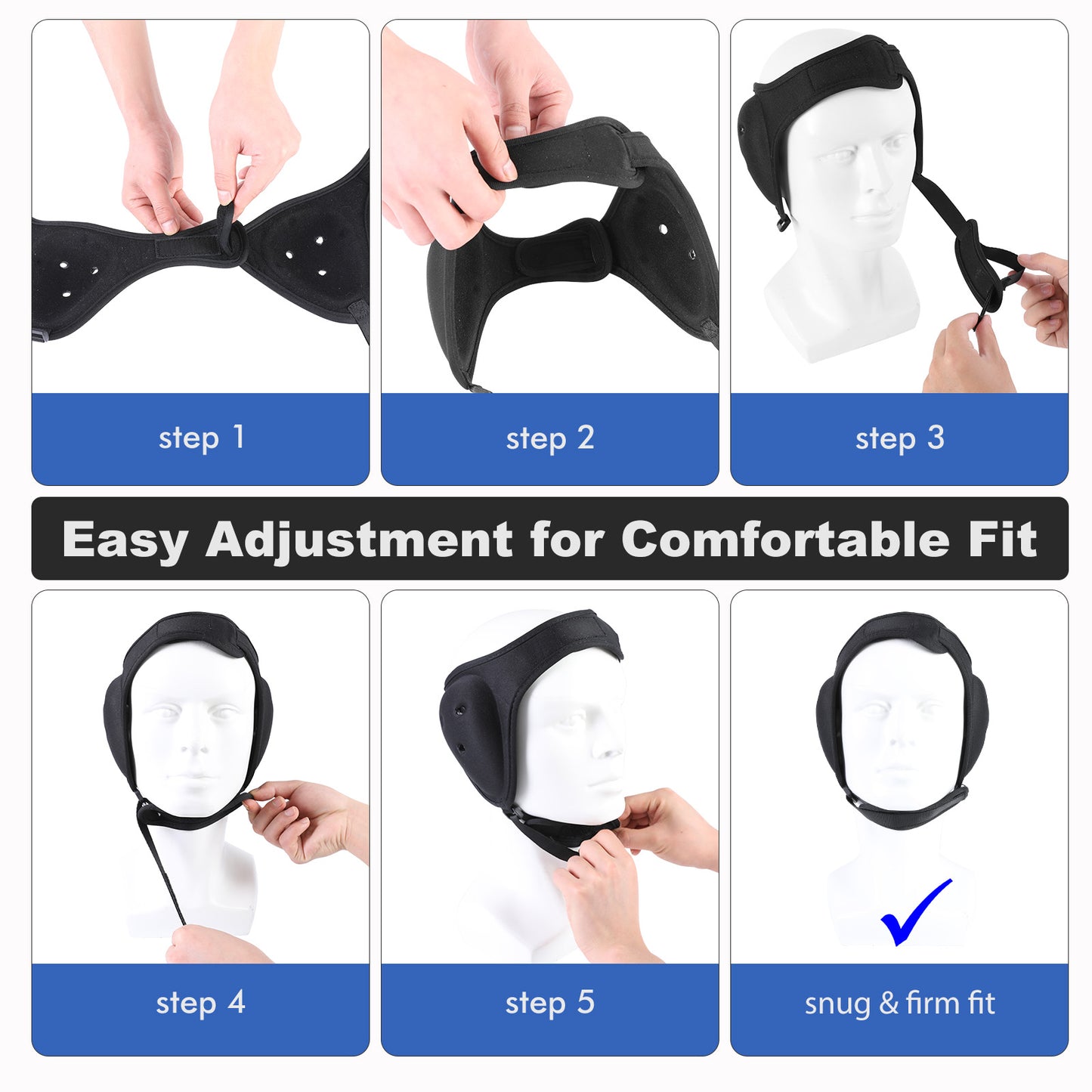 BLISSTAO Ear Guard / Headgear for BJJ, Wrestling, MMA , Non-Scratching and  Length-Adjustable Chin Strap with Soft Padding, Perfect Protection from Cauliflower Ears.